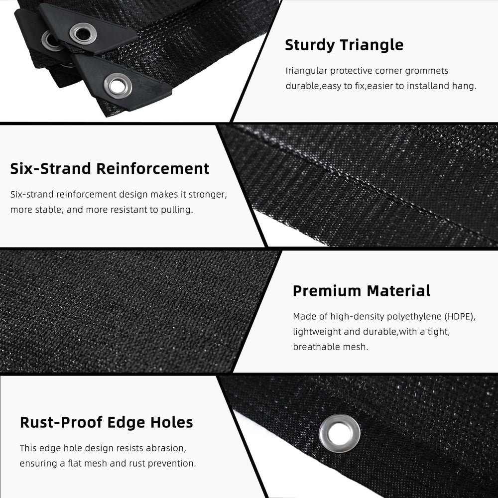 10x20 FT Shade Cloth for Garden, 90% Sun Shade Covers Black, UV Resistant Sha...