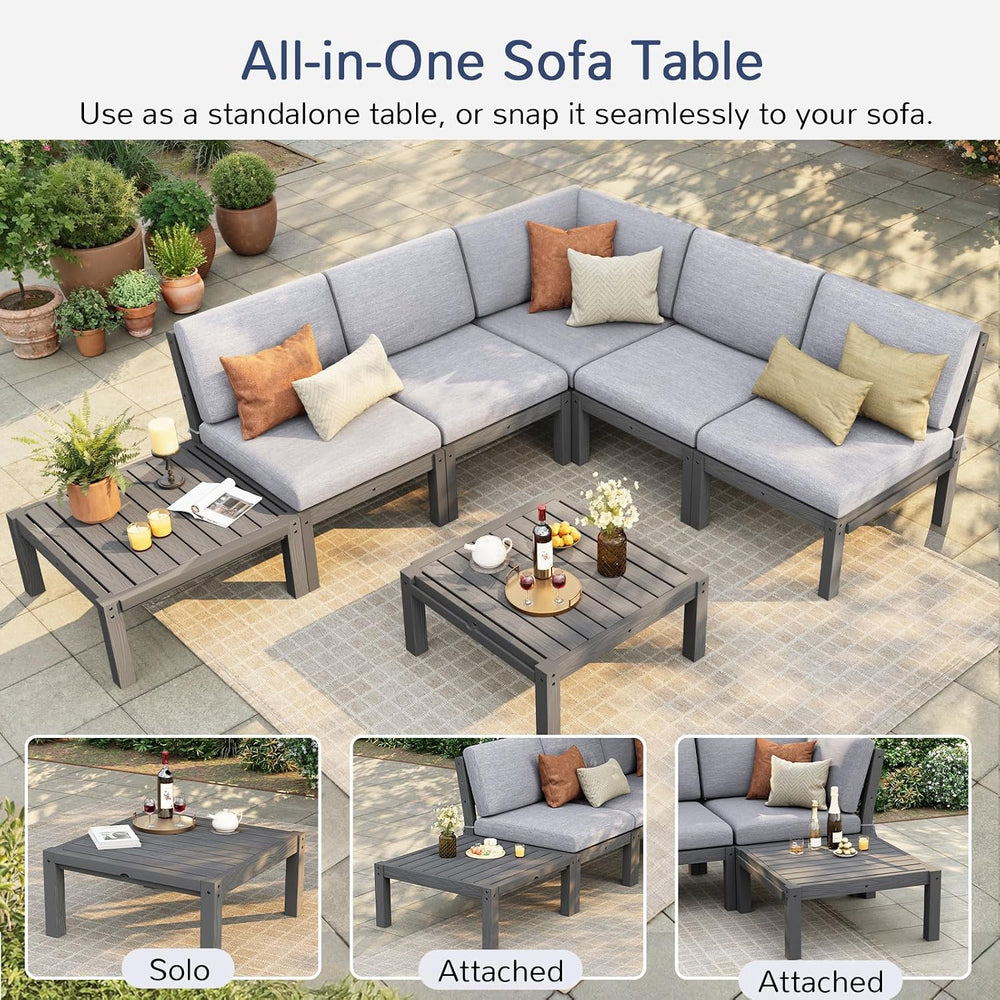 Stoog Patio Furniture Set, 6-Piece All-Weather Outdoor Sectional Sofa Set - M...