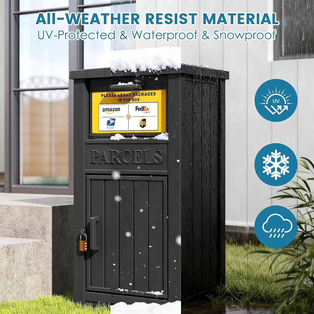 Package Delivery Box for Outside, Parcel Drop Box, Black, 60 Gallon