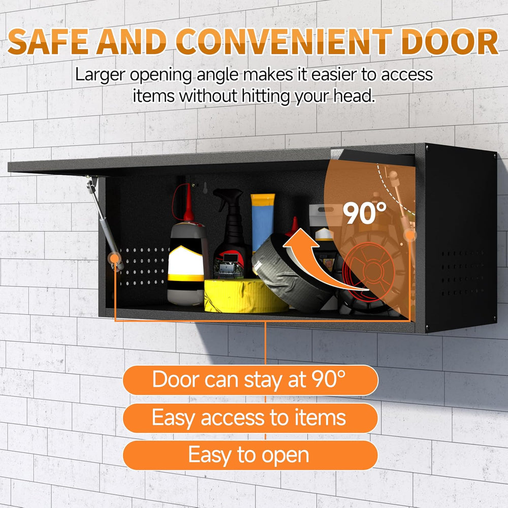 Metal Garage Wall Cabinet with Up-Flip Door,Steel Upper Storage Cabinet with ...