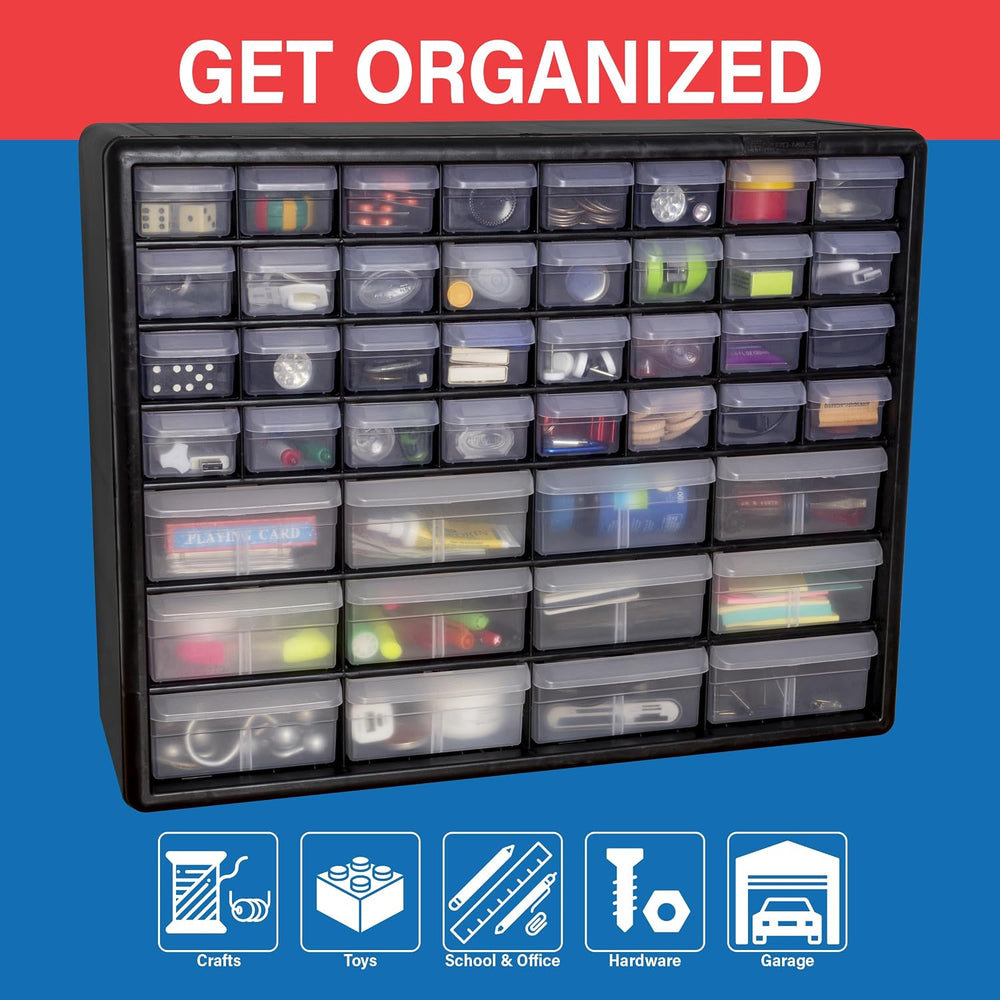 Akro-Mils 44-Drawer Plastic Storage Cabinet, 20"W x 6"D x 16"H...