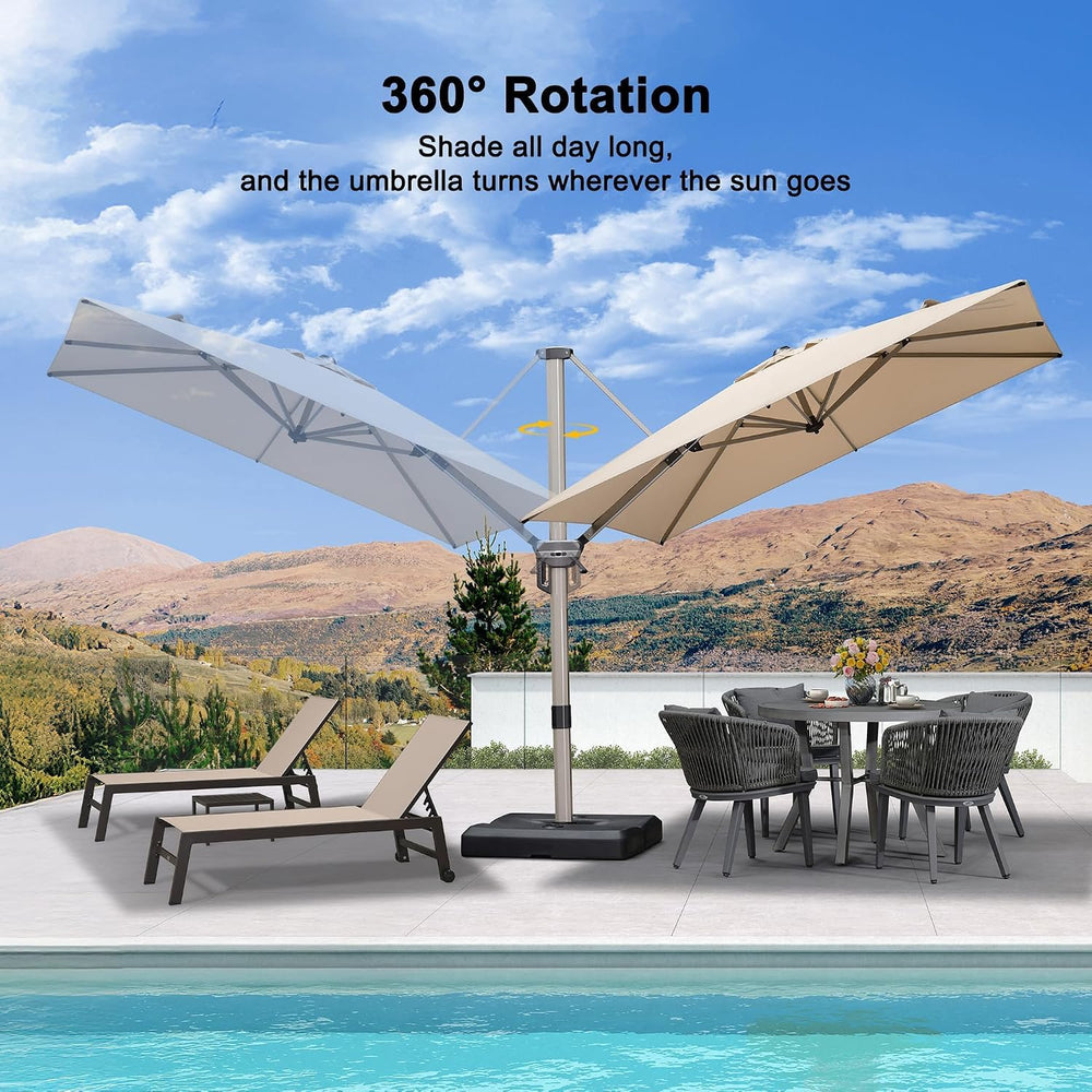 PURPLE LEAF Patio Umbrella with Base 8' x 8' Excellent UV Protection ...
