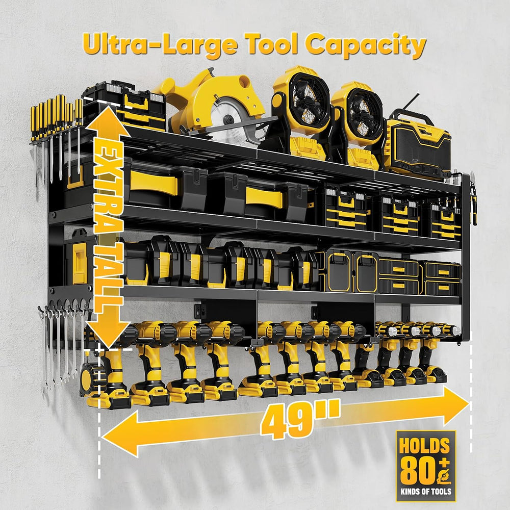 POKIPO 49" W Large Power Tool Organizer Wall Mount, 4 Layer Heavy Duty L...