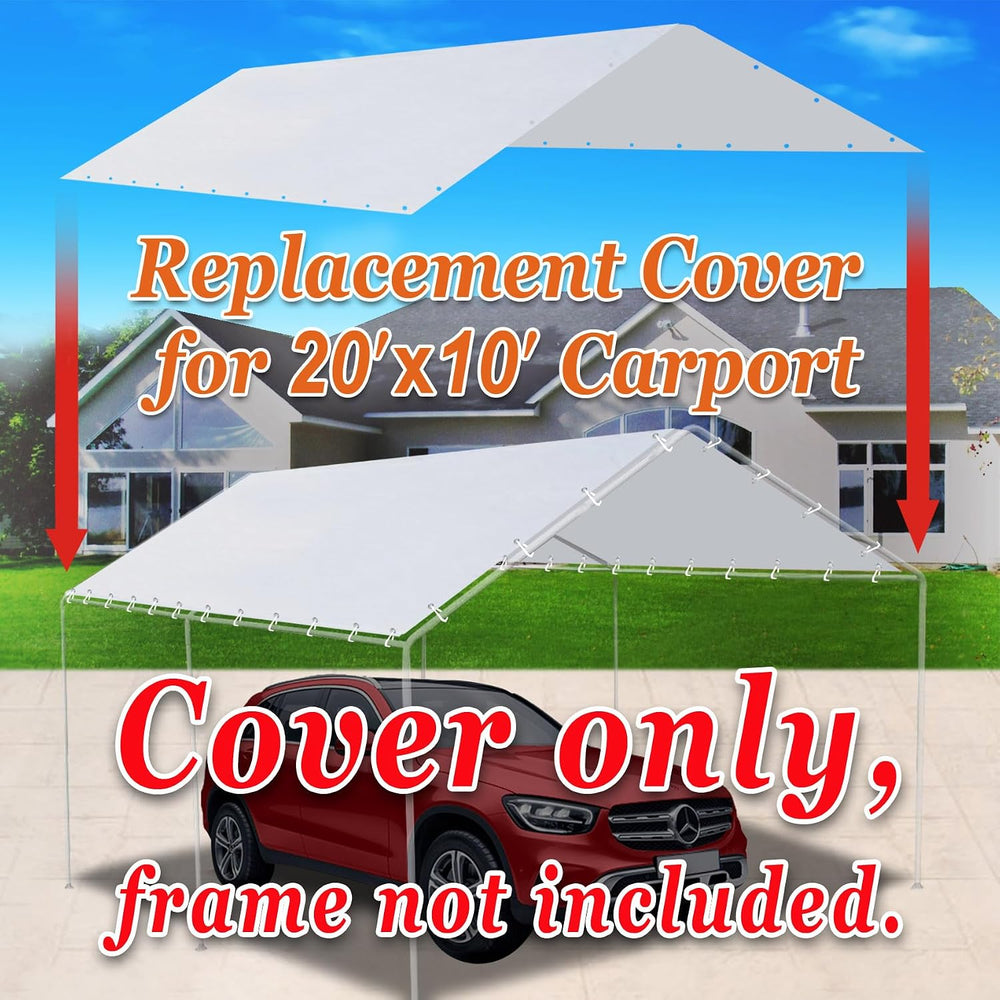 10 x 20 Ft Carport Replacement Canopy Cover Garage Top Tent Shelter Tarp with...