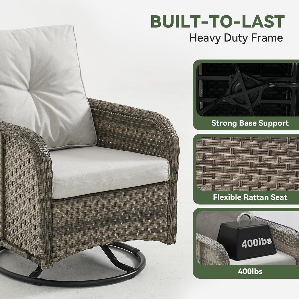Aoxun 10-Piece Wicker Rattan Patio Furniture Set with 44" Fire Pit Table
