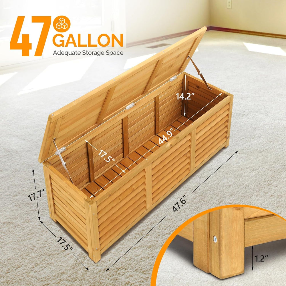 VINGLI 47 Gallon Wood Deck Box (Natural)