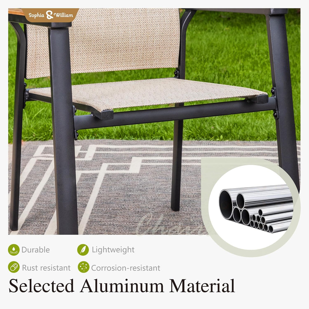Sophia & William Patio Dining Chairs Set of 4, Stackable Aluminuum Frame