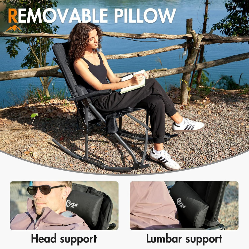 Portal Oversized Folding Rocking Chair, 400 lbs Capacity for Camping
