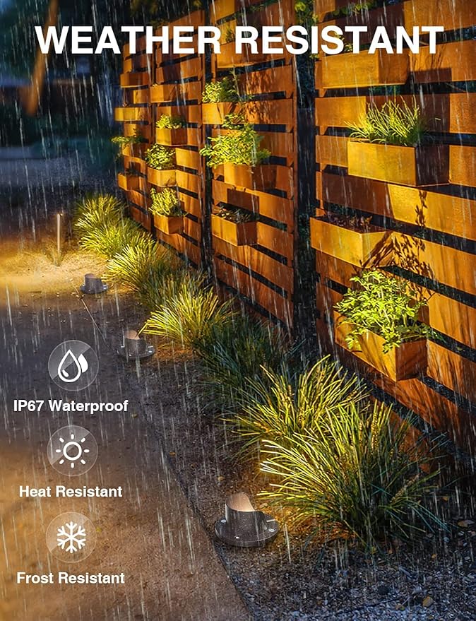 SUNVIE 12 Pack Low Voltage Landscape Lighting 12W LED Outdoor In-Ground Water...