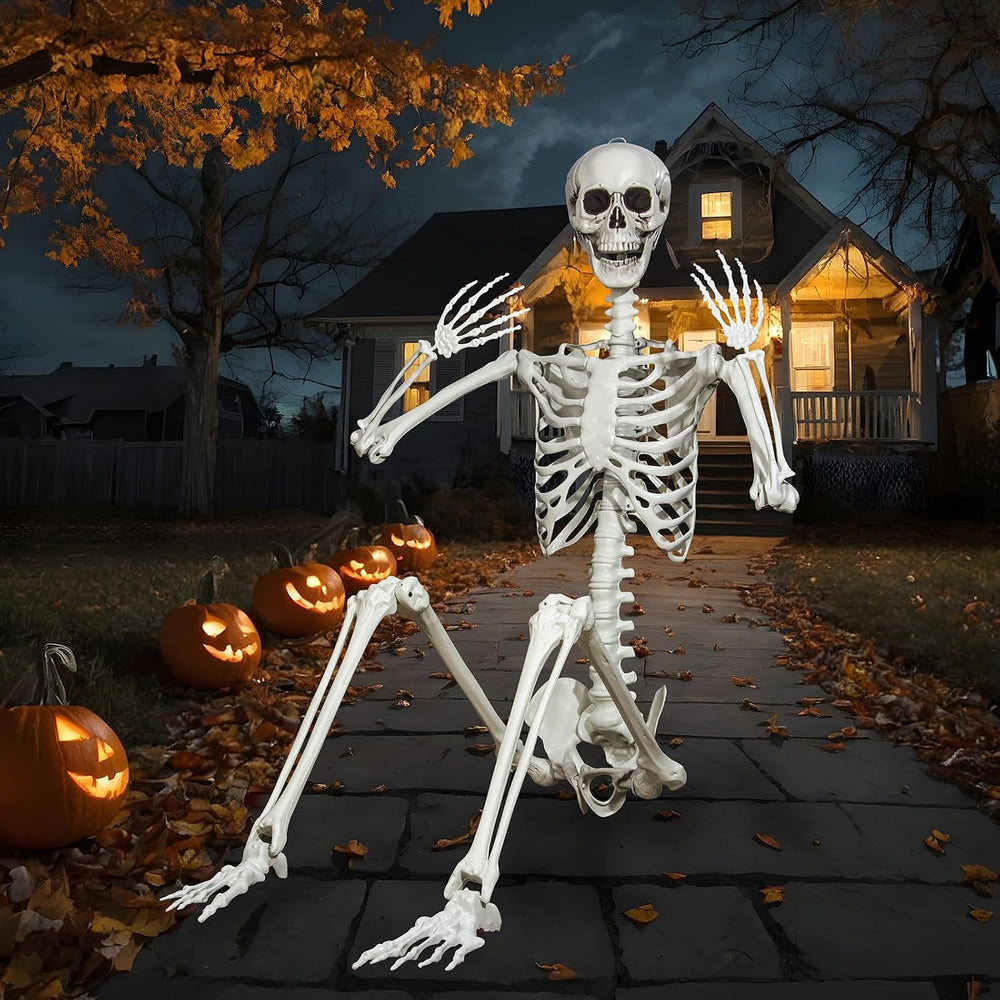 7.9ft Halloween Giant Skeleton, Tall Outdoor Skeleton with Full Body Posable ...