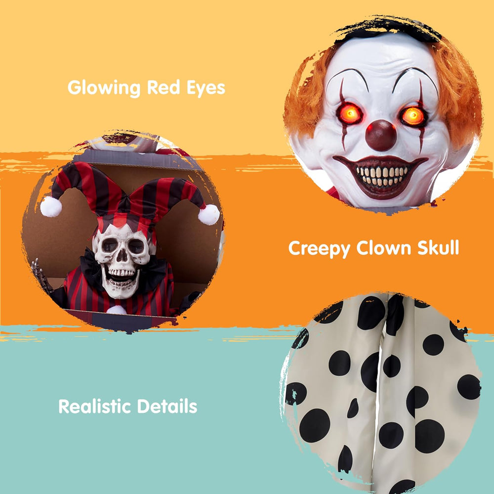JOYIN 67" Halloween Animatronic Clown with Pop-Up Box, Halloween Decor O...