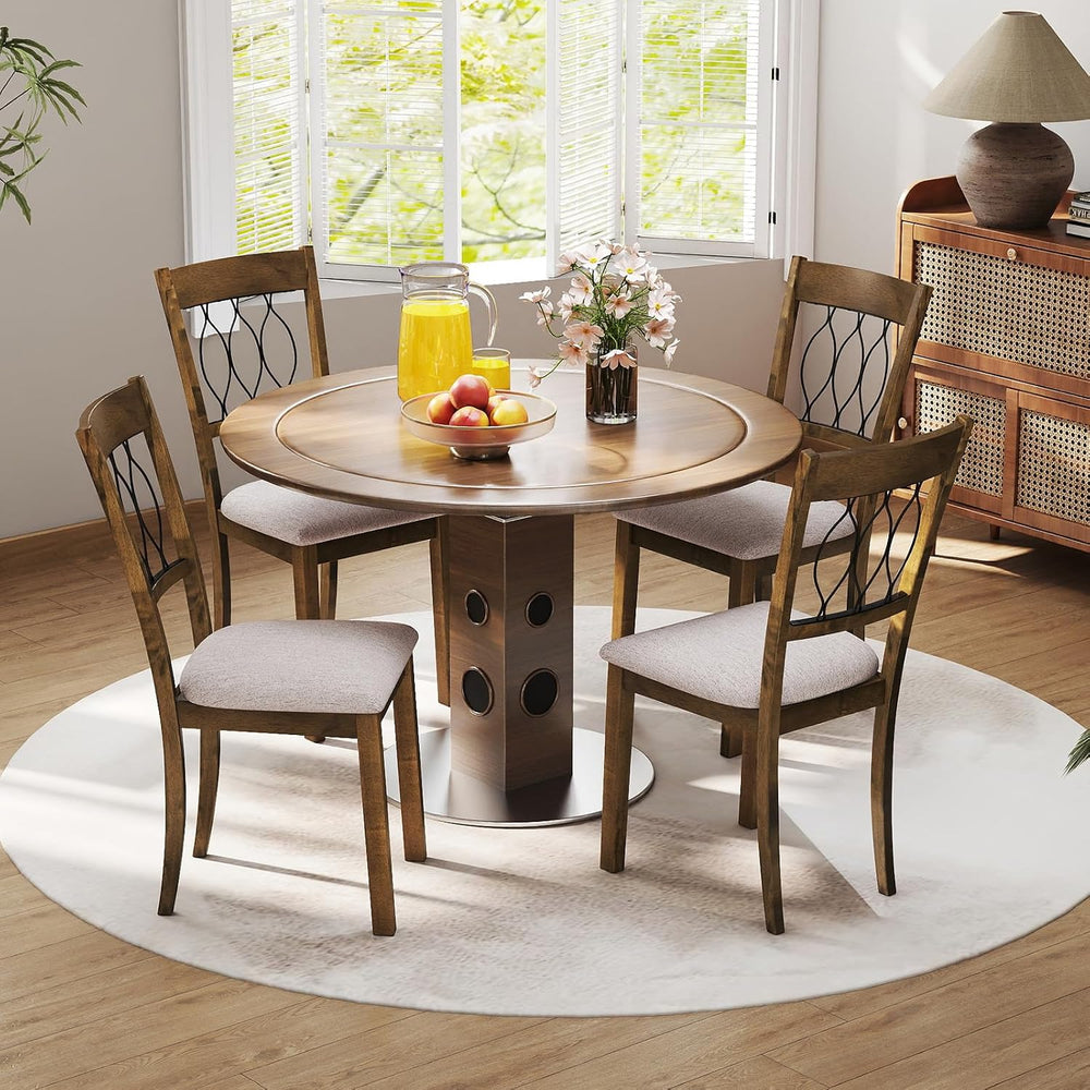 GIANTEX Dining Chairs Set of 4, Fabric Upholstered Armless Kitchen Chairs w/H...