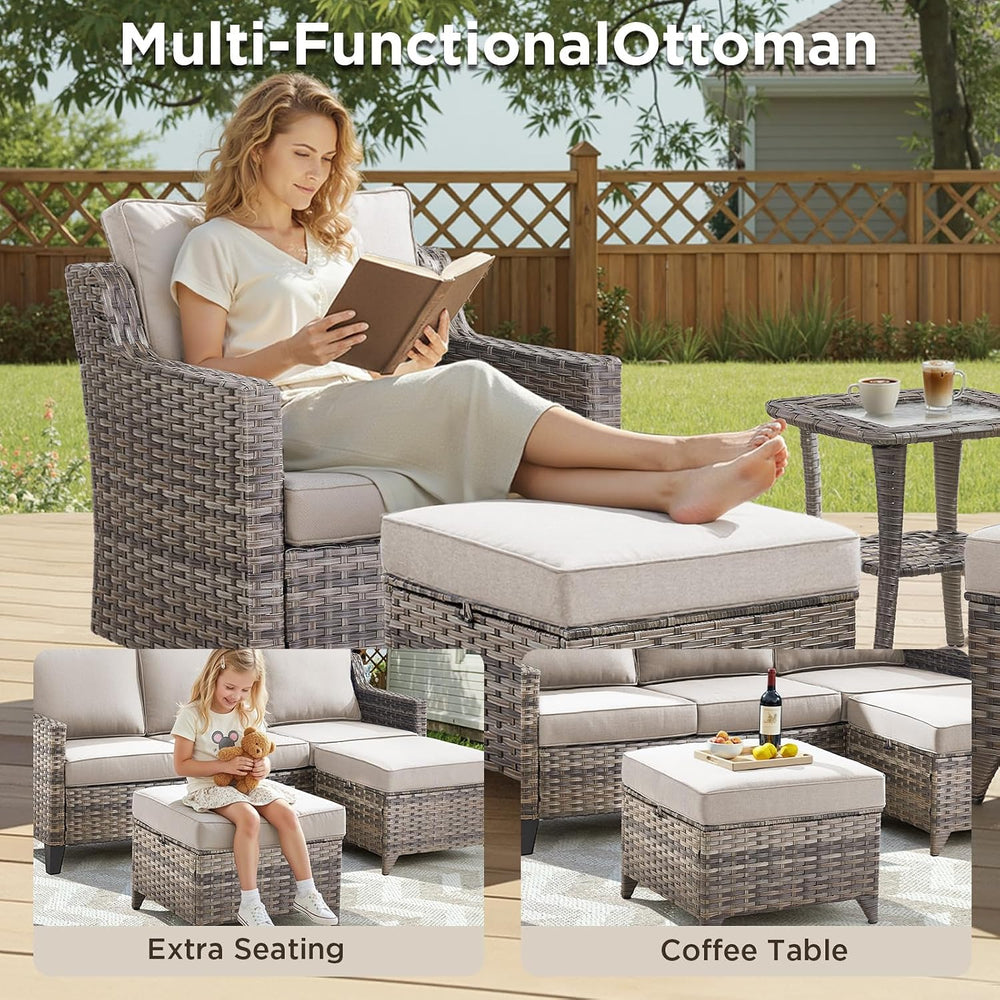 Outdoor Patio Furniture Set-5 Pieces All-Weather Wicker Outdoor Furniture wit...