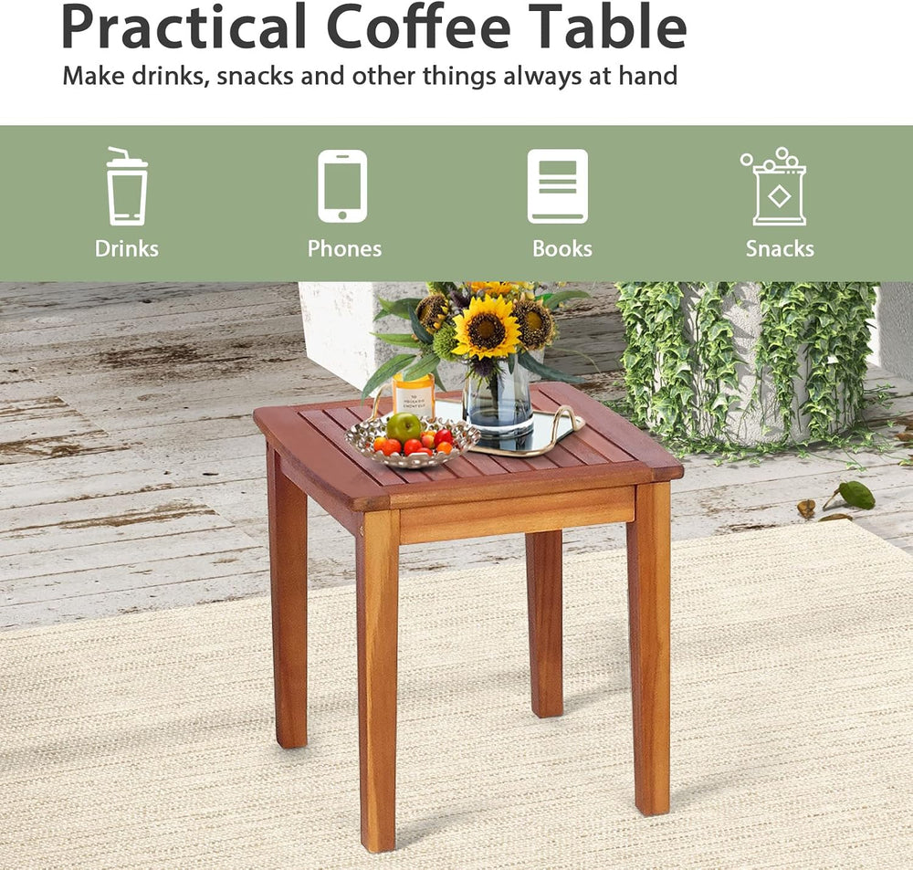 HAPPYGRILL 3 Pieces Rocking Bistro Set Acacia Wood Patio Rocking Chairs with ...