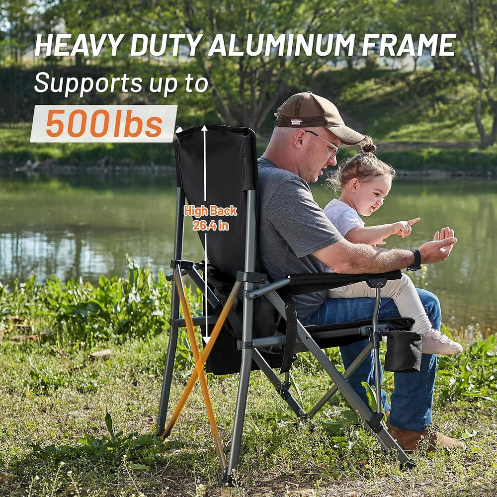 TIMBER RIDGE Aluminum Oversized Camping Chair 500lbs Lumbar Support