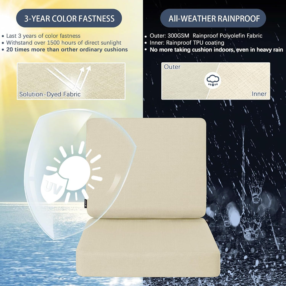 Favoyard Outdoor Deep Seat Cushion Set, 22 x 22 Inch, Beige