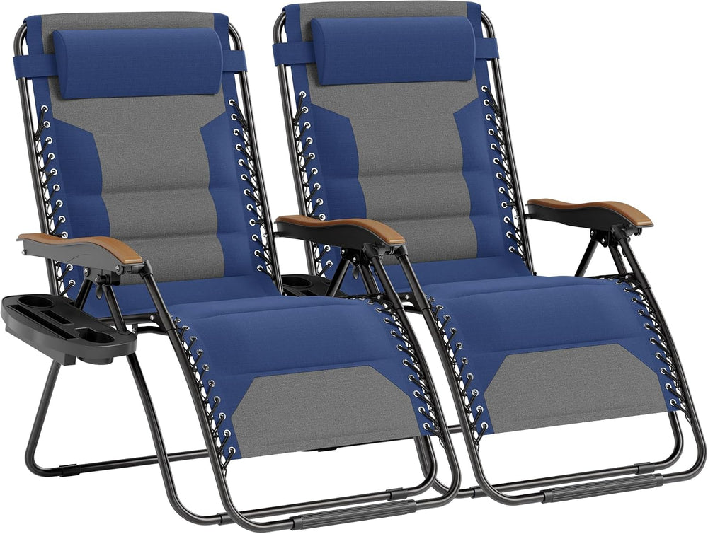 PHI VILLA Set of 2 Padded Zero Gravity Chair Recliner, 30" Wide 400 LBS