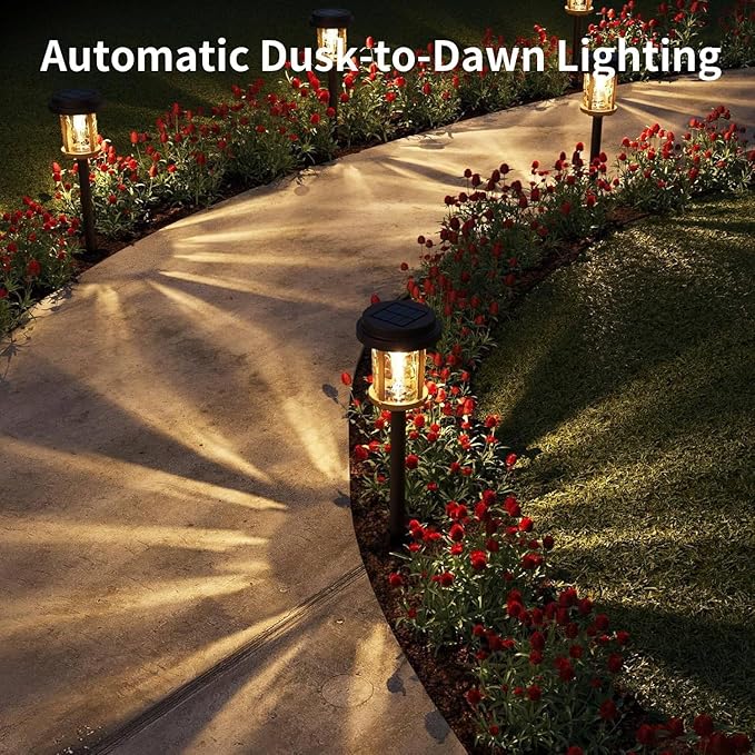 XMCOSY+ Solar Pathway Lights Outdoor, 6 Pack Solar Powered Garden Lights, 20 ...