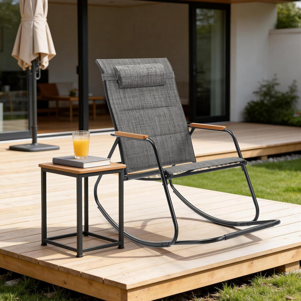 VINGLI Outdoor Rocking Chair, Textilene Mesh Patio Rocker, Outdoor Rocker wit...