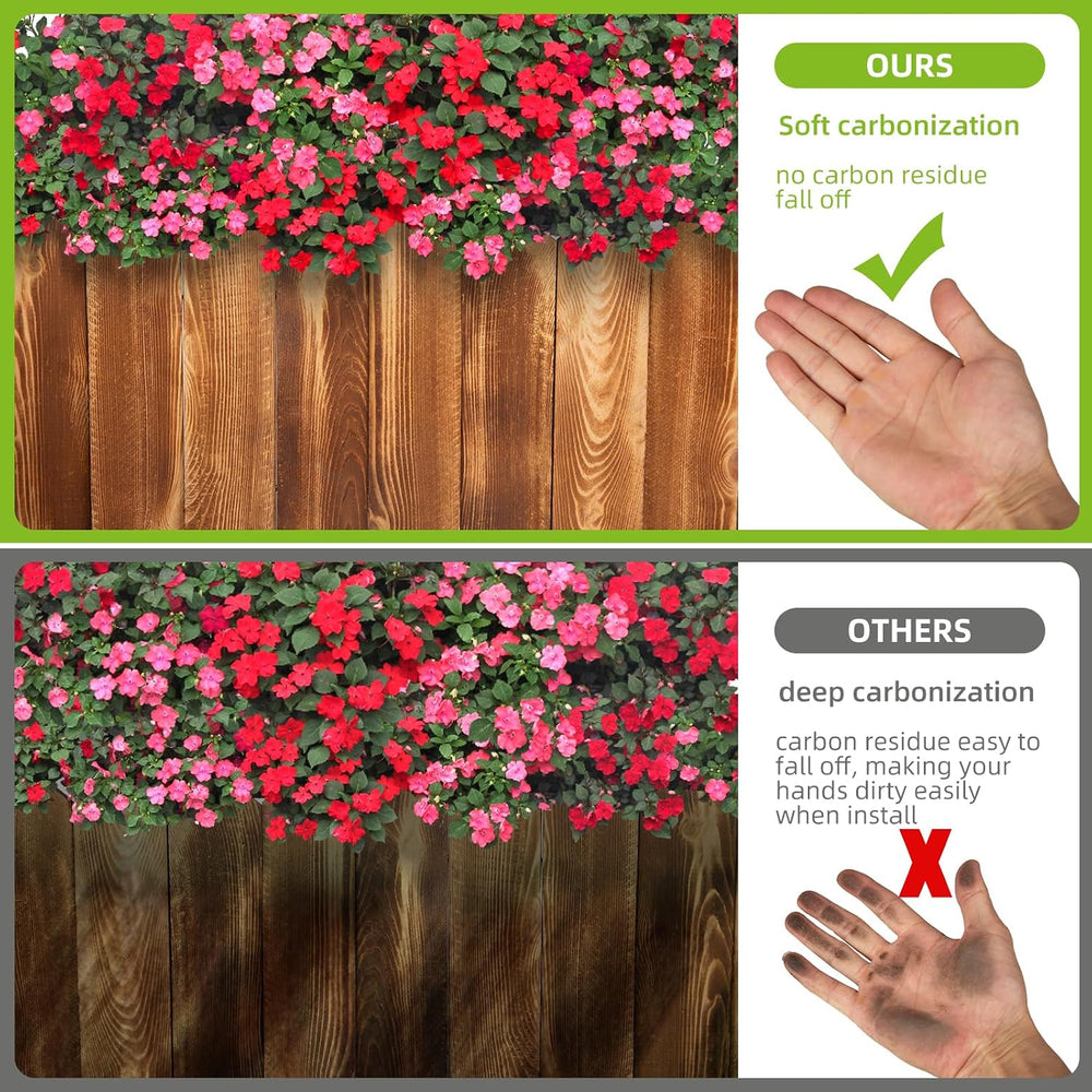 LINSHRY Wood Garden Edging Fence, Flower Bed Edging Borders, 8in H x 12ft L