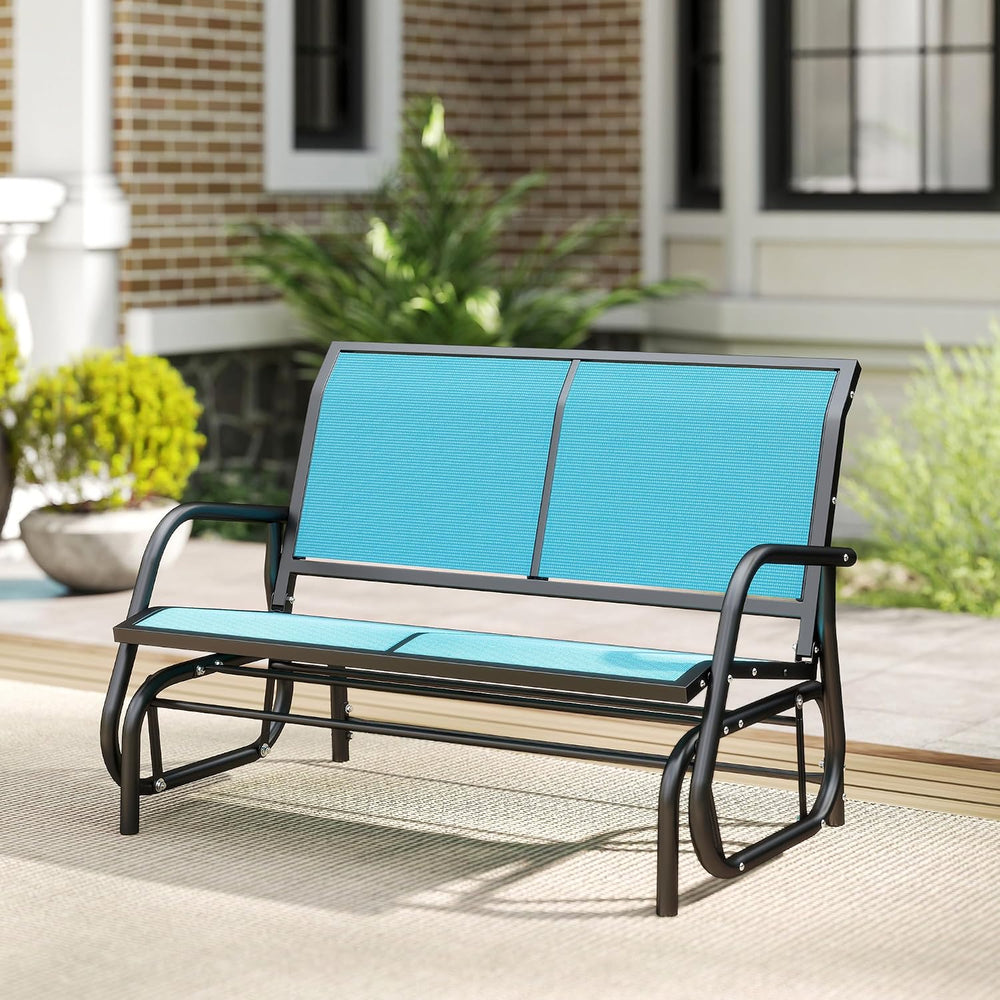 Outsunny 2-Person Outdoor Glider Bench with Steel Frame, Blue