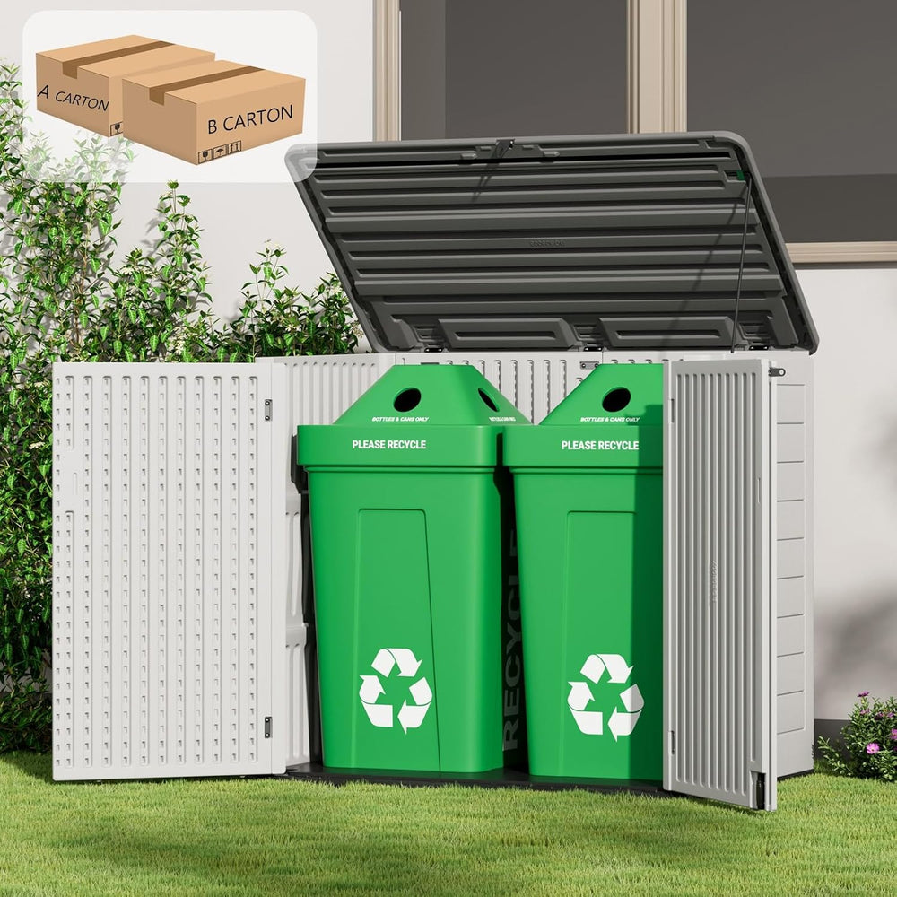 ZZM Large Outdoor Storage Shed, 48 Cu Ft Resin Versatile Storage Cabinet for ...