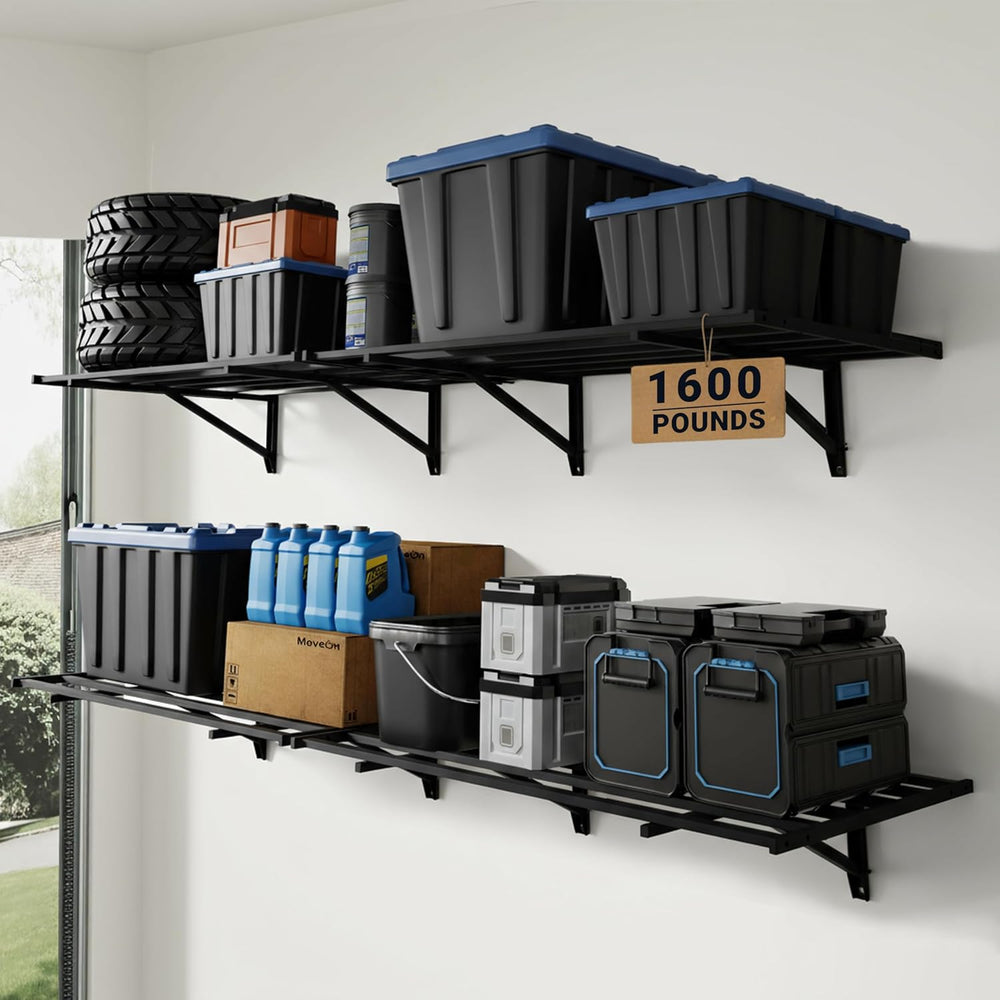 FLEXIMOUNTS PRO 2 Pack 2x6ft Heavy Duty Garage Storage Wall Shelving, Black