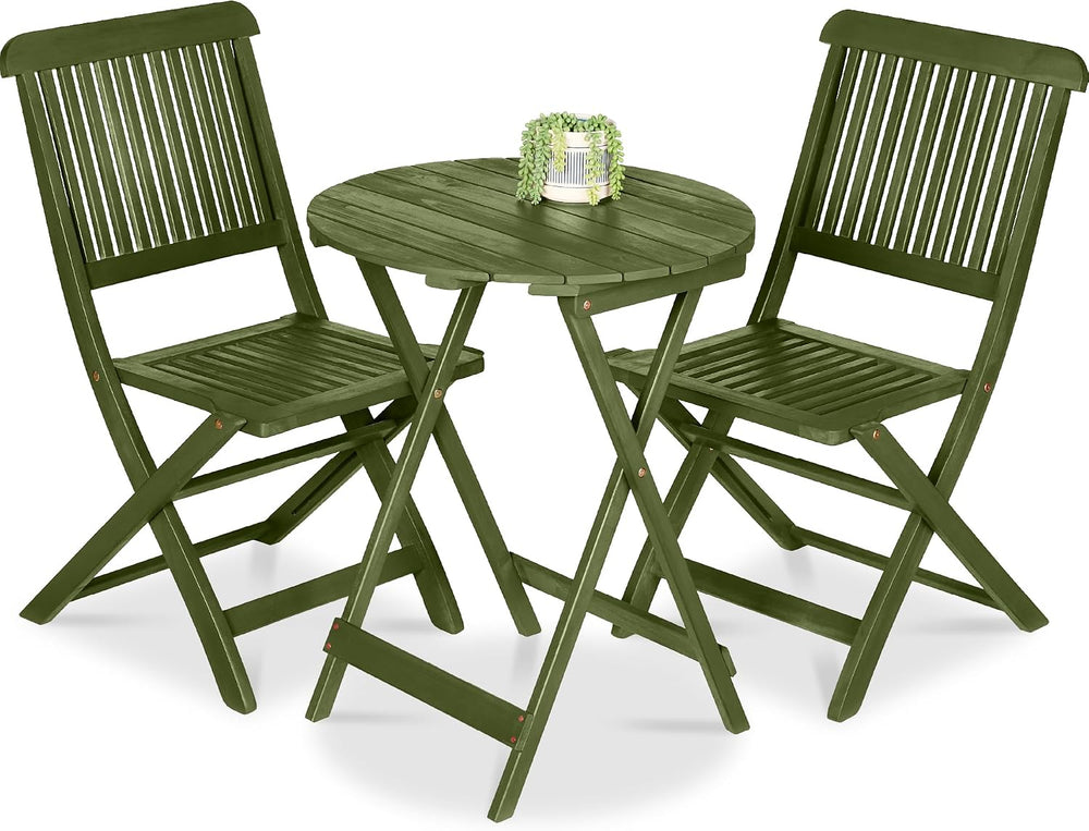 Best Choice Products 3-Piece Acacia Wood Bistro Set, Folding Patio Furniture ...