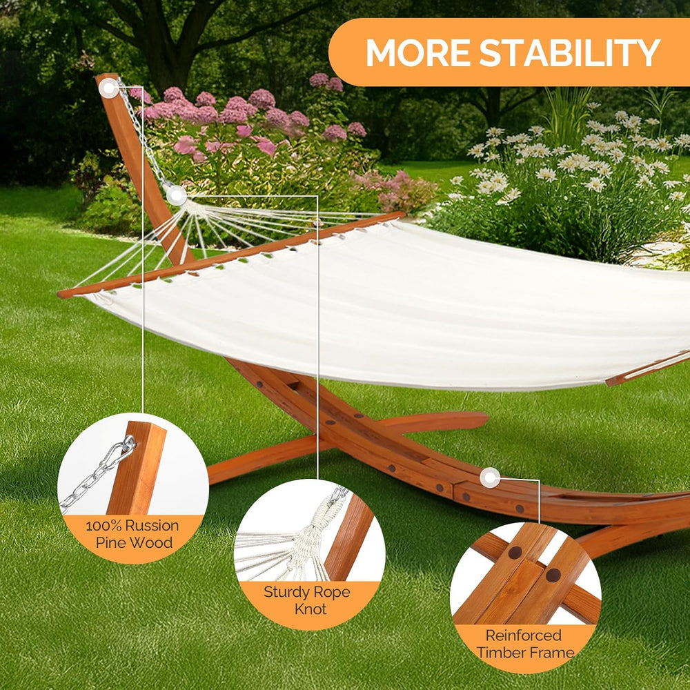 OnCloud Double Hammock Wood Arc Stand, Wooden Hammock W/Stand, Classic Natura...