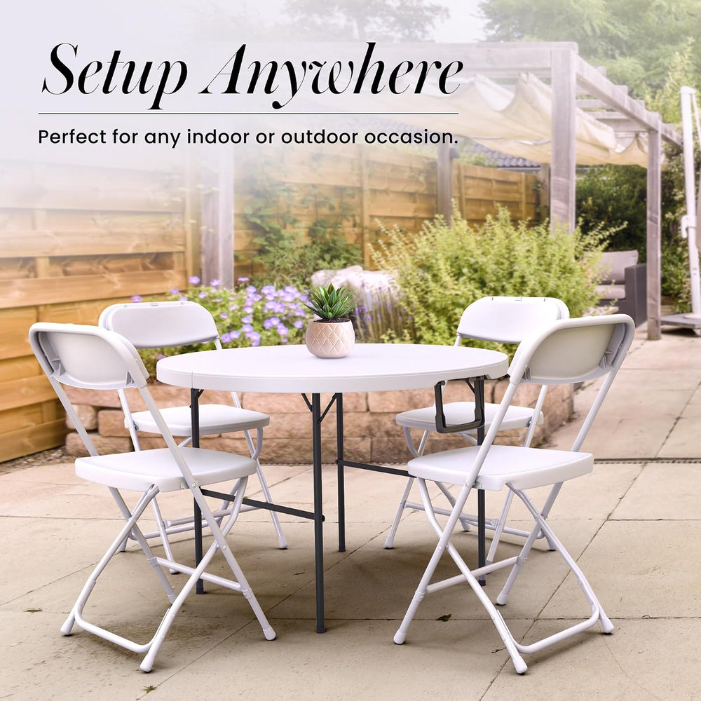 Our Modern Space 3.5 Feet Circular Round Foldable Table with Built in Handle ...