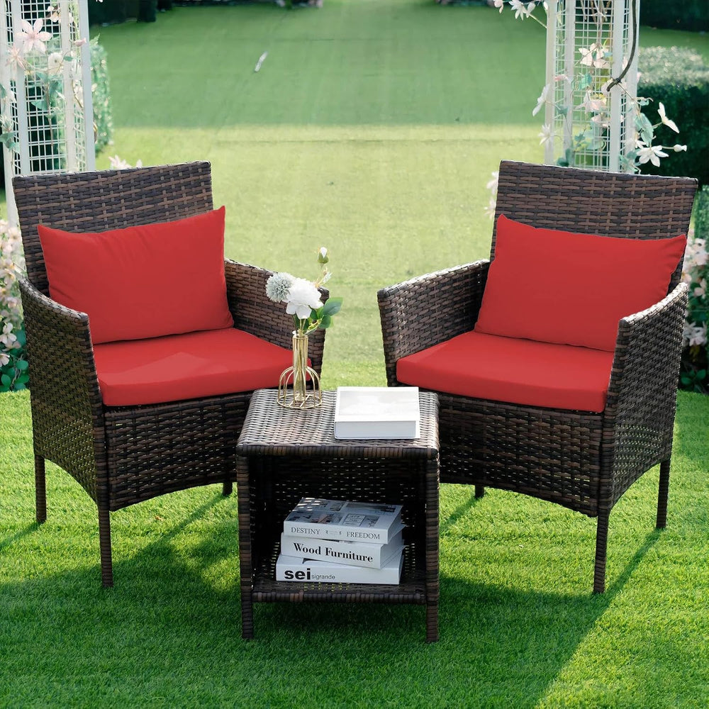 3 Piece Patio Conversation Bistro Set, Porch Balcony Furniture Set Outdoor Ch...