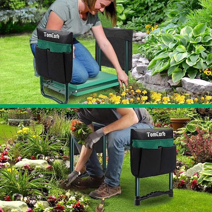 TomCare Garden Kneeler and Seat 10.64” Wider Larger Soft Kneeling Pad Garden ...