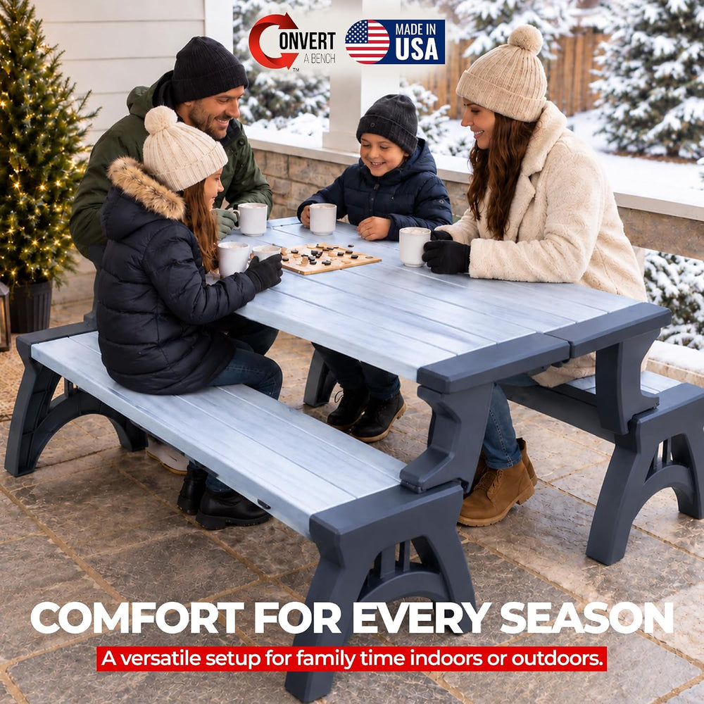 Convert-a-Bench 2-in-1 Outdoor Bench & Folding Picnic Table, Convertible