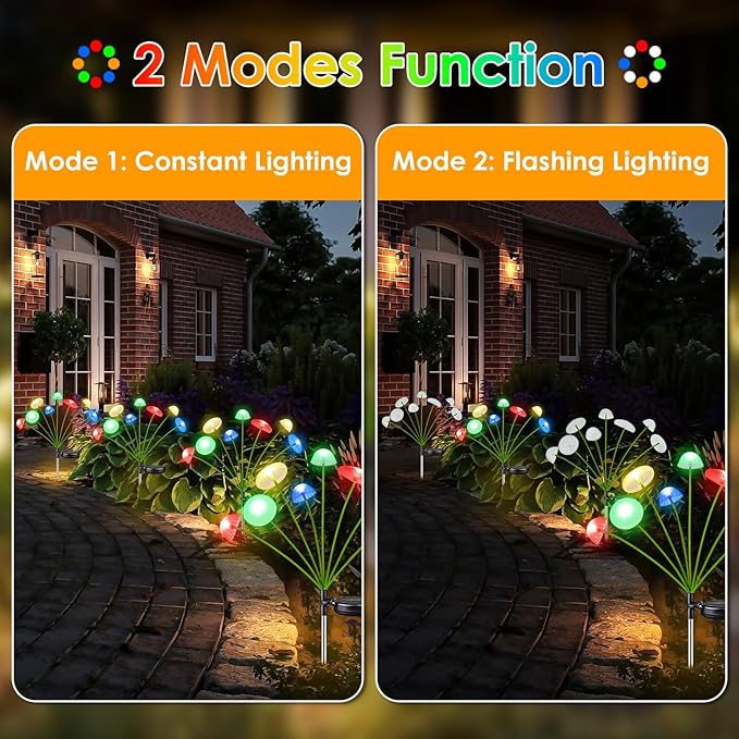 4PK 32LED Solar Garden Lights Outdoor, Mushroom Solar Lights Outdoor, IP65 Wa...