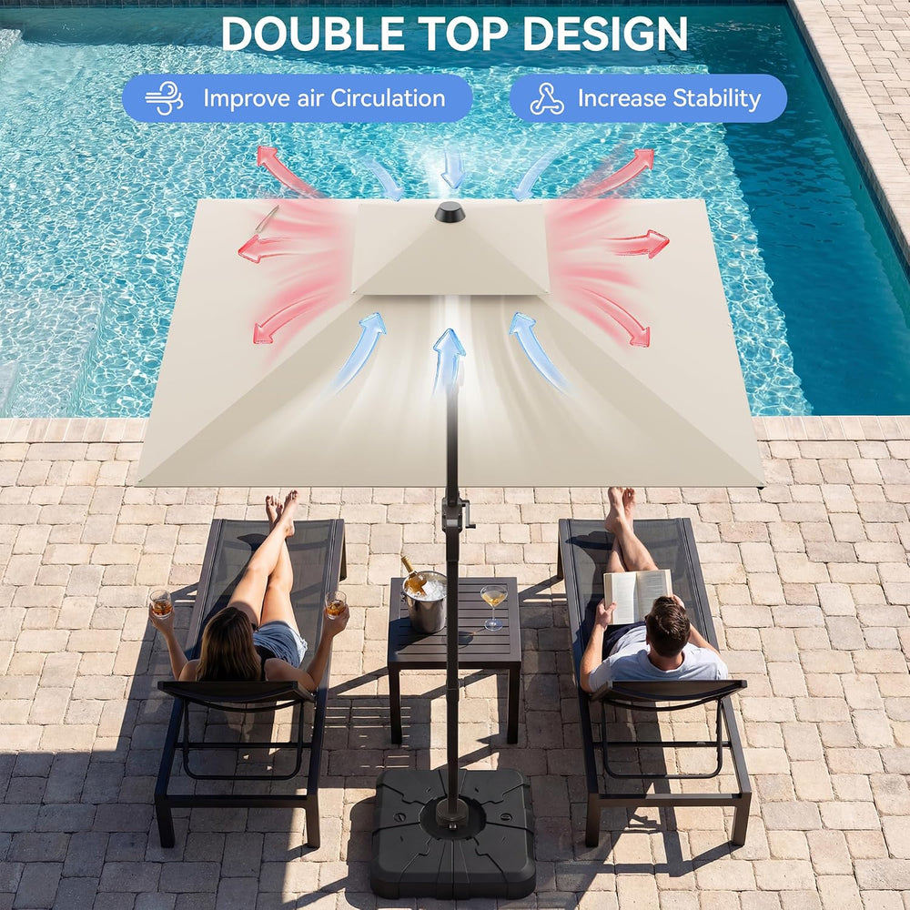 10x10FT Cantilever Outdoor Patio Umbrellas,Double Top Large Square Umbrella H...