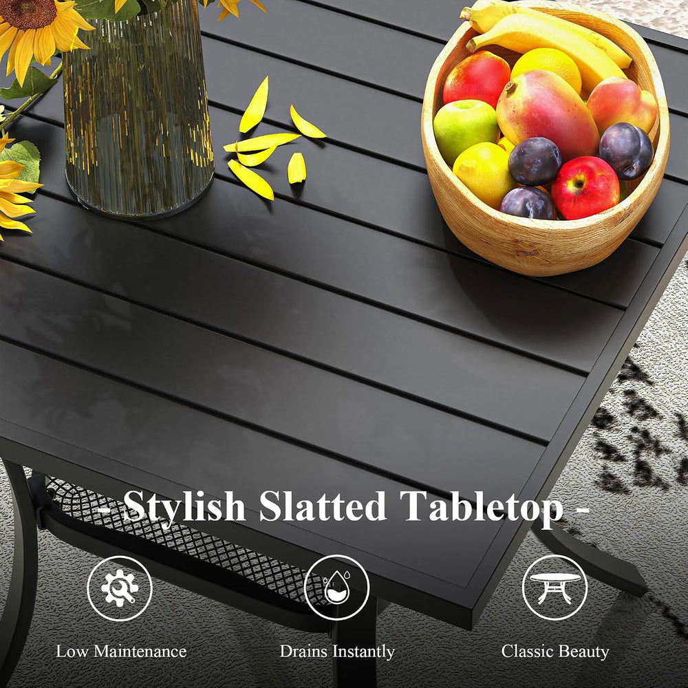 Outdoor Dining Set for 2, 28" Metal Square Outdoor Dining Table and Padd...