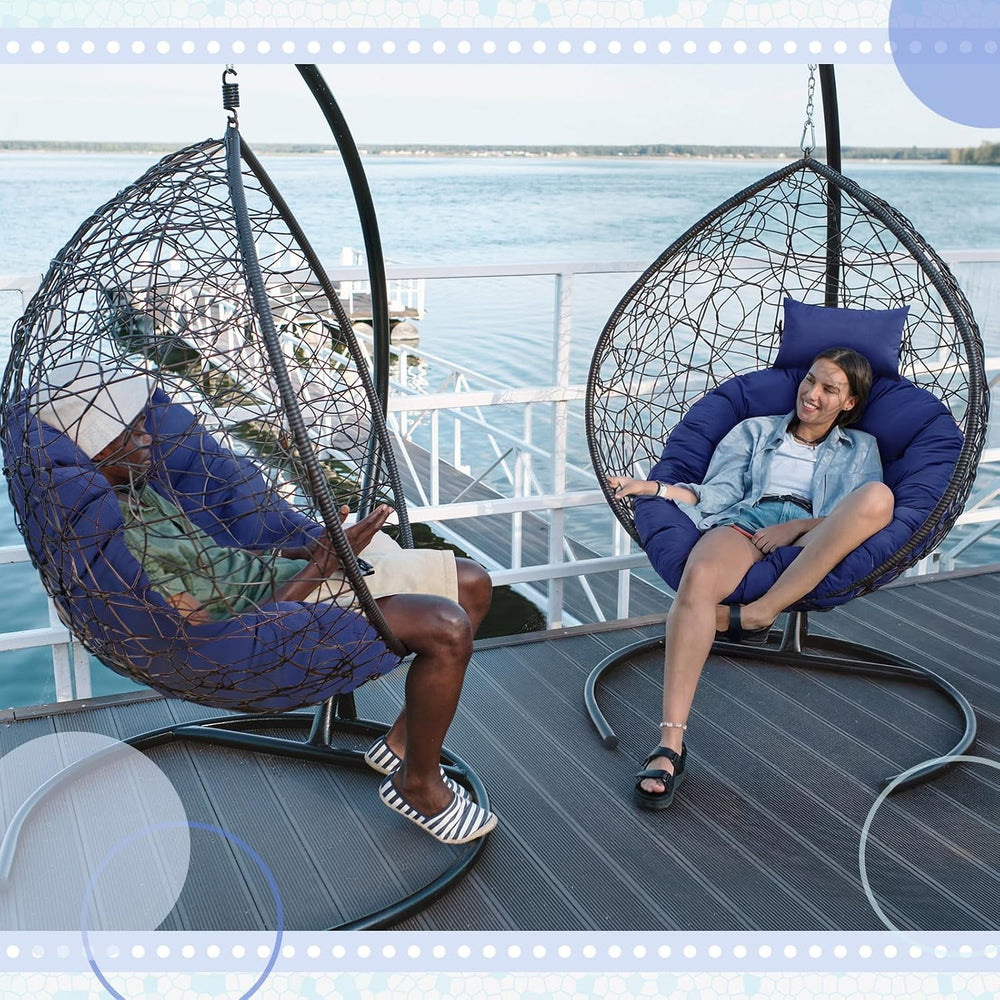 Tudomro Navy Blue 45x45" Egg Chair Waterproof Cushions Basket Replacement
