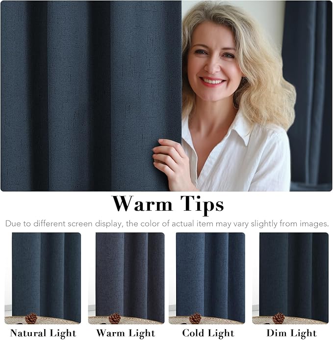 H.VERSAILTEX Linen Blackout Curtains 96 Inches Long 100% Absolutely Blackout ...