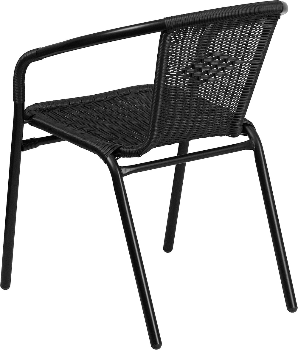 Flash Furniture Lila Modern Rattan Indoor/Outdoor Stackable Dining Chairs, St...