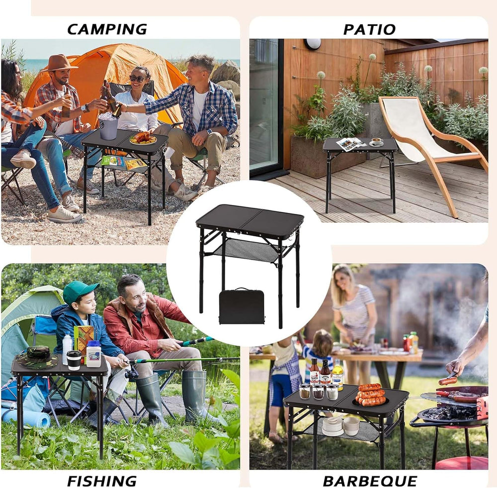 YihuiKo Folding Picnic Table with Storage Net, Lightweight Portable Table