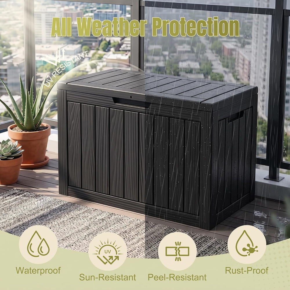 45 Gallon Outdoor Storage Box, Resin Deck Box, Patio Storage Bin, Lockable