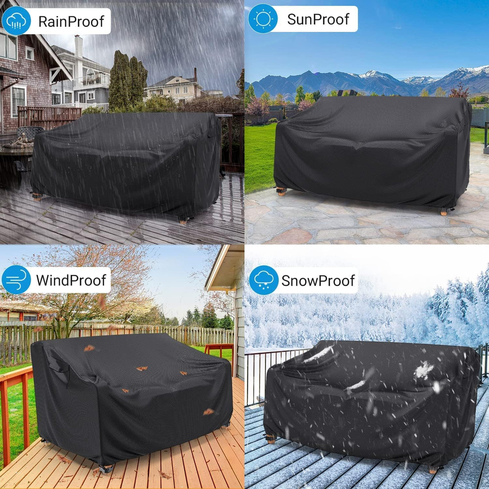 Mrrihand 3-Seater Outdoor Patio Sofa Cover Waterproof 87"W×37"D×35&...