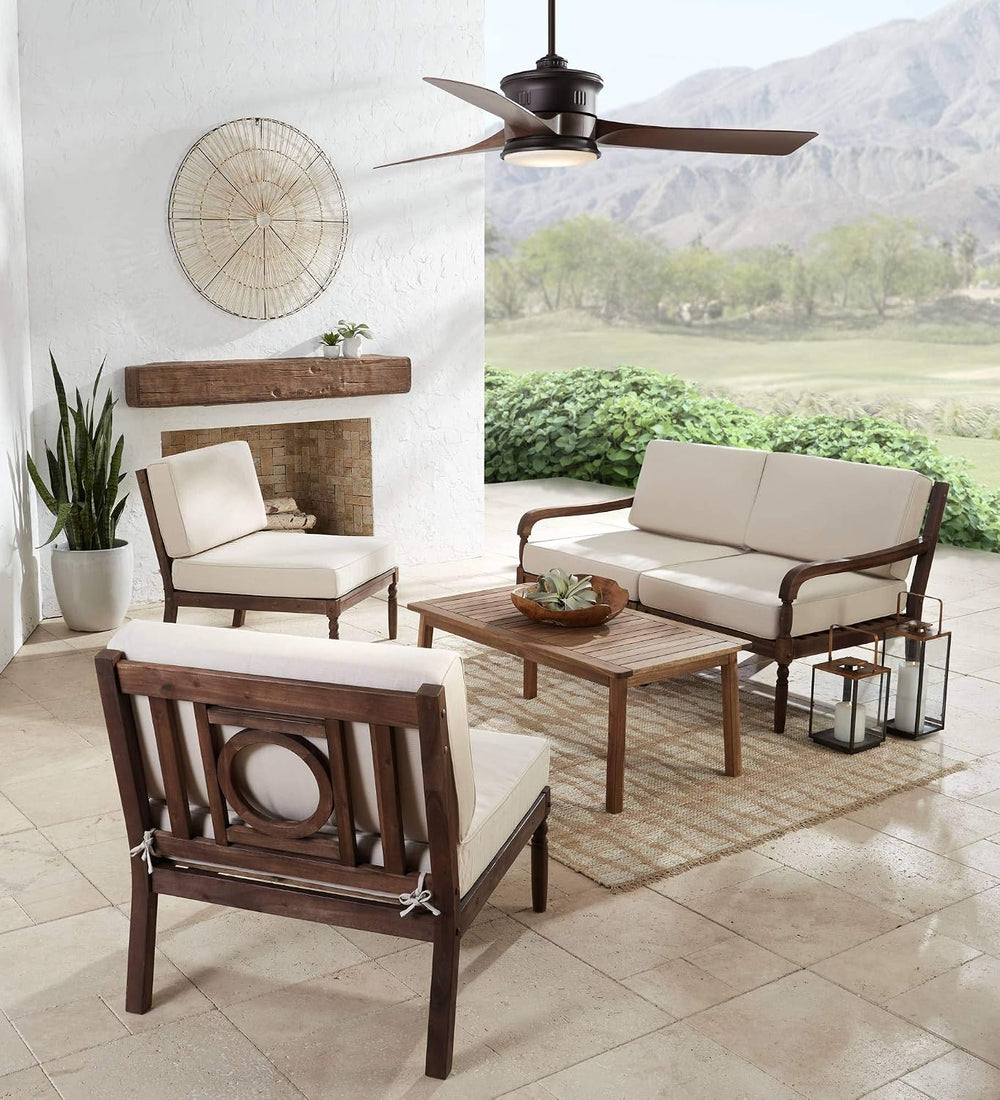 Perry Farmhouse Rustic Acacia Wood Rectangular Outdoor Coffee Table 43 1/4&qu...