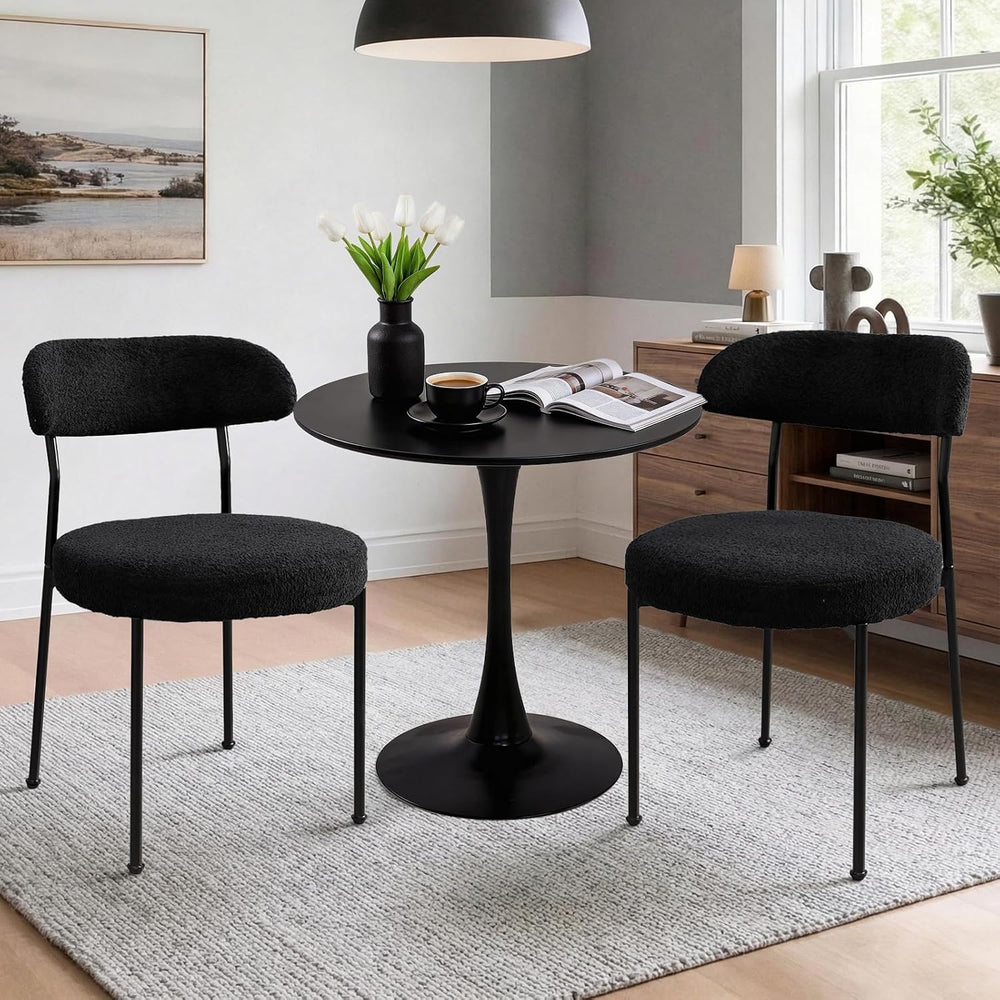 24" Small Round Kitchen Table Set for 2 with Velvet Upholstered Chairs