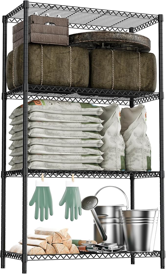 2400LBS 35.5" W Standing Shelf Units Wire Rust-Proof Outdoor Storage She...