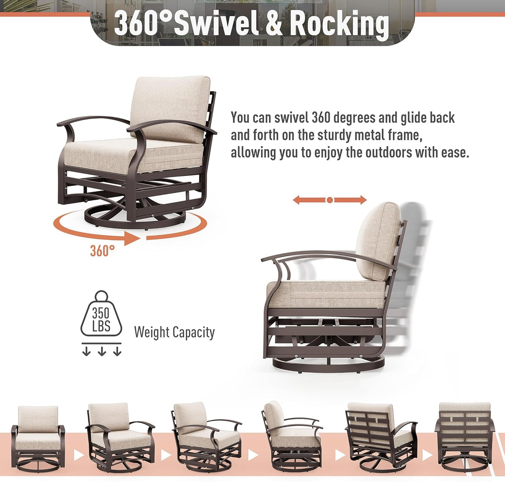 Kurapika Aluminum Patio Furniture Set 5-Seat Modern Metal Outdoor Conversatio...