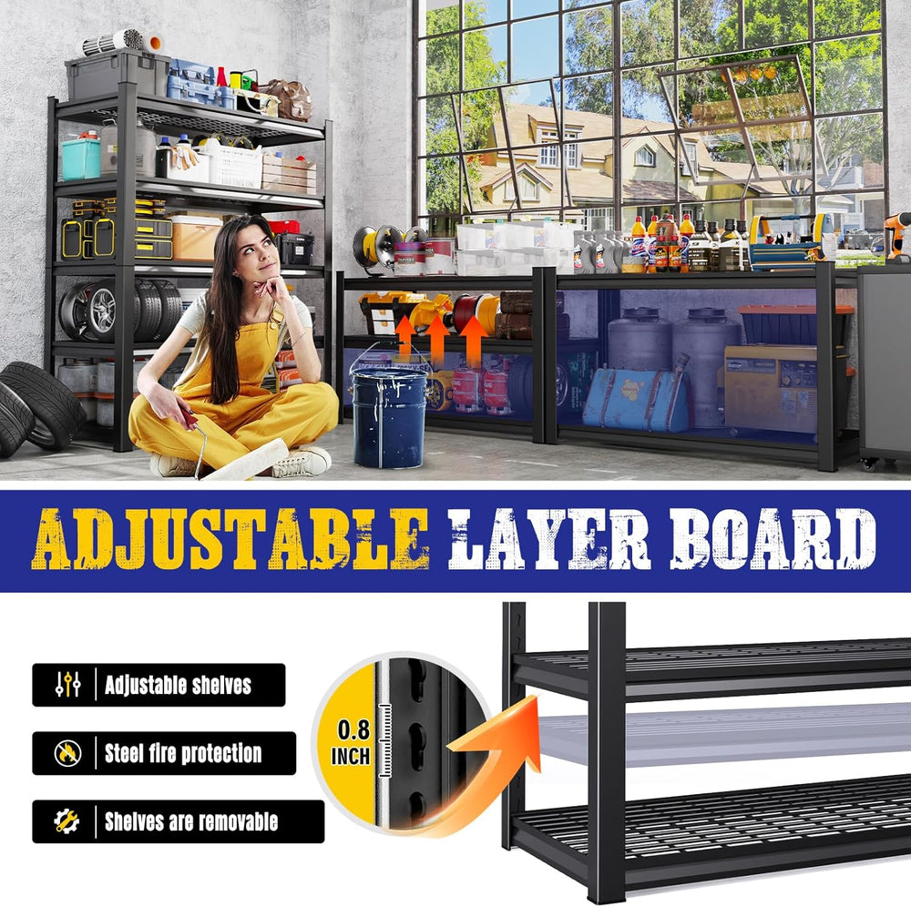 71" H Garage Shelving 5-Tier Heavy Duty Storage Shelves, Tool-Free Adjus...