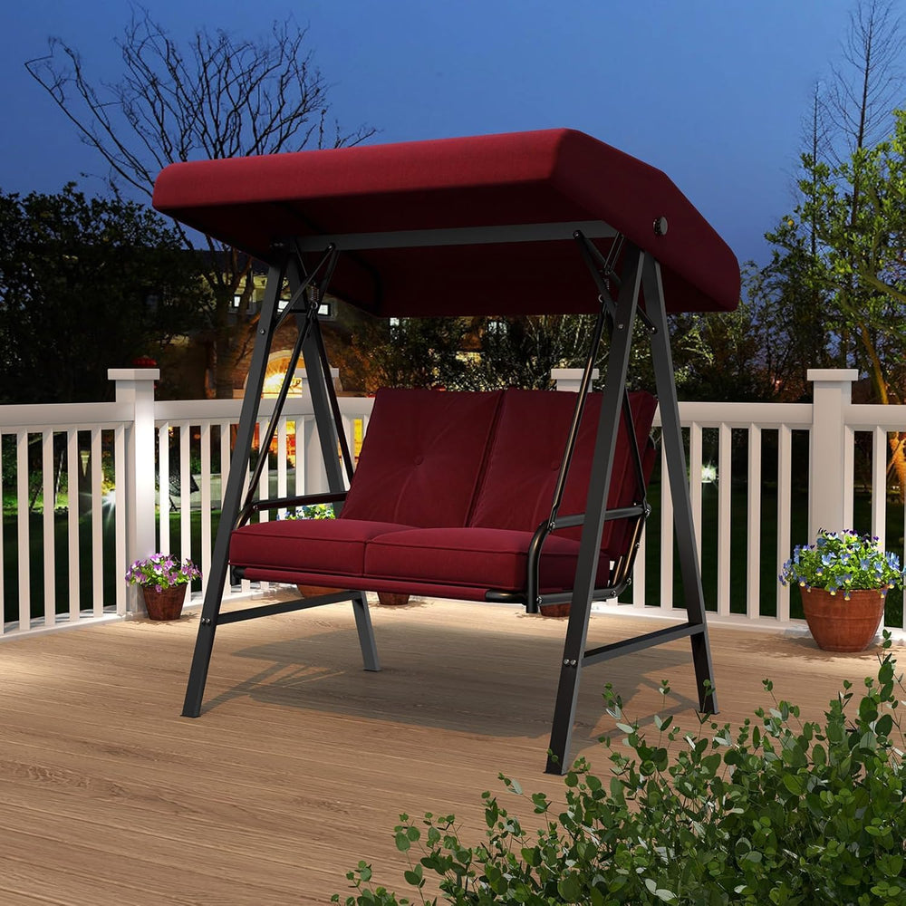 AECOJOY 2-Seat Outdoor Patio Swing Chair with Adjustable Canopy, Porch Swings...