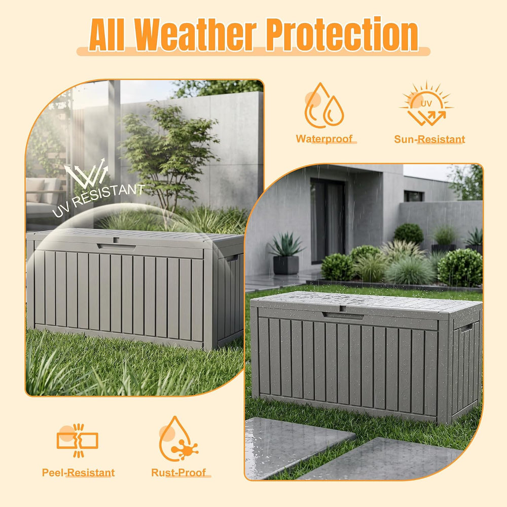 Outdoor Storage Box,120 Gallon Waterproof Resin Patio Deck Box