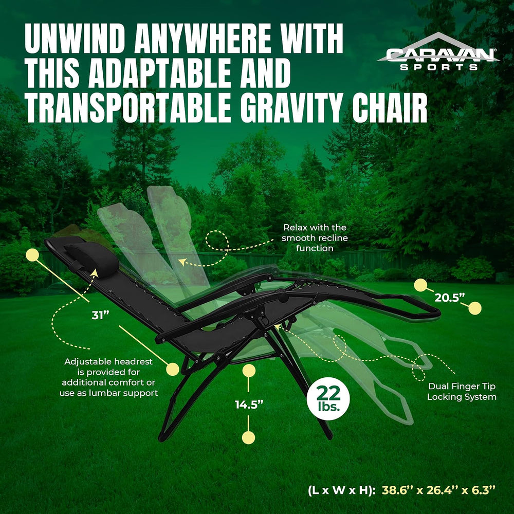 Caravan Sports Zero Gravity Outdoor Portable Folding Camping Lawn Deck Patio ...